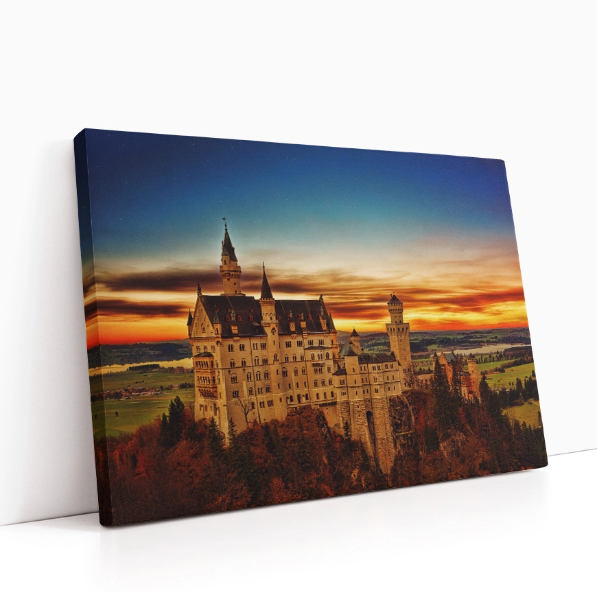 Grad Neuschwanstein Bavarska Nemčija sončni zahod - slika 4