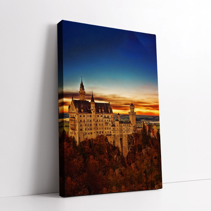 Grad Neuschwanstein Bavarska Nemčija sončni zahod - slika 3